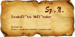 Szakáts Nándor névjegykártya